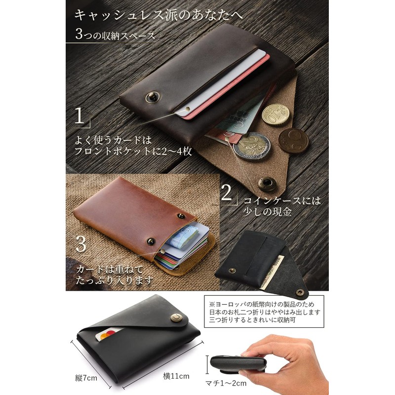 Crazy Horse Craft Minimalist Wallet, Made in Nordic Lithuania, Mini