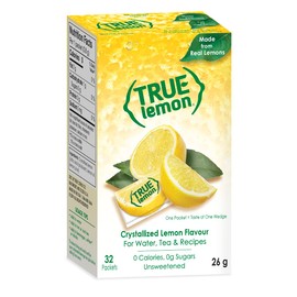 TRUE LEMON Water Enhancer (128 Packets Each Flavour) | Zero Calorie Unsweetened Water Flavouring | For Water, Bottled Water & Recipes | Water Flavor Packets Made with Real Citrus
