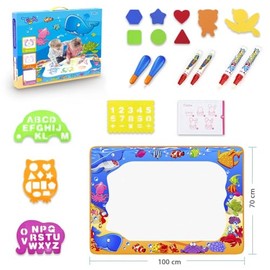 Alfombrilla de Dibujo con Agua - Alfombrilla de Juguete para Pintar, Escribir y Dibujar a Color para Niños que Incluye Bolígrafos Mágicos, Juguetes Ed