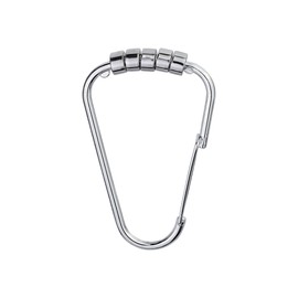 Splash Home Oblo Decorative Shower Curtain Hooks, Roller Rings & Rust-Resistant Metal, Rolling Curtain Hook, for Bathroom Rod and Curtain Hangers, Set of 12 - Chrome