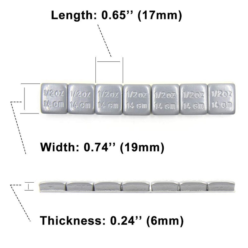 CKAuto 1/2oz, 0.5oz, Grey, Adhesive Stick On Wheel Weights, 63