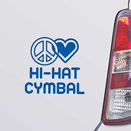 Custom Brother - Peace Love HI HAT CYMBAL Blue Color Car Laptop Wall Bumper Decal Sticker, DesR56