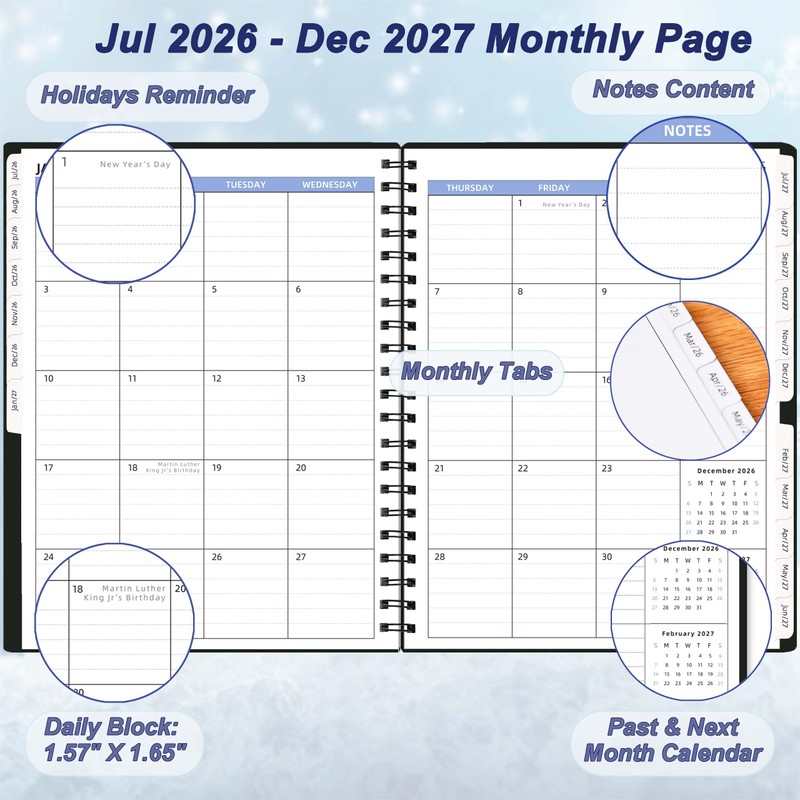 Monthly Planner 2026-2027 (7.6'' x 9.6''), from Jul 2026-Dec 2027,