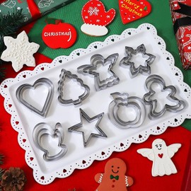 Christmas Cookie Cutters Set - 24 Pcs Holiday Cookie Cutter with 8 Shapes - Gingerbread Men, Christmas Tree, Snowflake, Apple, Angel, Gloves, Heart and Star Biscuit Cutters for Winter Holiday Baking