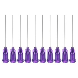 PATIKIL 21Ga x 1.5 Inch Dispensing Needle Tips, 100Pcs Stainless Steel and Plastic Glue Needle Tube Blunt Tips with Luer Lock for Glue Oil Applicator, Purple