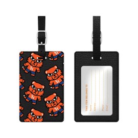 OTM Essentials Sam Houston State University Faux Leather Luggage Tag, Durable Travel Accessories with Adjustable Strap and ID Card, Tokyodachi Mascot V2, Black