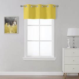 SeeGlee - Cenefa pequeña con ojales amarillo mostaza para guardería, cortinas reductoras de luz con aislamiento térmico para recámara de niñas (36 pulgadas de ancho por 16 pulgadas de largo, 1 panel)