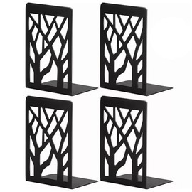 4 Uds. Soporte de Sujetalibros Alto Decorativo de Hierro Resistente para Libros, Libro Antideslizante para Oficina, , Hogar, Regalos, Negro