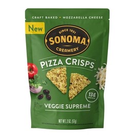 Sonoma Creamery Pizza Crisps, Veggie Supreme, Savory Snack Cracker, High Protein, Low Carb, Gluten Free, Wheat Free, Keto Friendly, 2 Oz (Pack of 6)