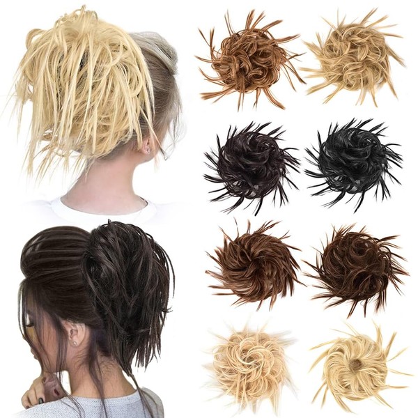 Tousled Updo Messy Bun Hair Pieces, Synthetic Wavy Extension Ponytail