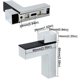 4 Pcs Adjustable Wood/Glass Floating Shelf Brackets Wall Mount, Polished Chrome