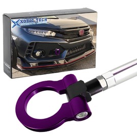 Xotic Tech JDM Sport Track Racing Style CNC Aluminum Screw-on Tow Hook Front Bumper Compatible with Honda FIT 2nd Gen, Insight, CR-Z (Purple)