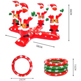 Christmas Party Ring Toss Game for Kids Adults,Inflatable Xmas Santa Ring Toss Game with 4 Rings,Fun Christmas Games for Families School Office Indoor Outdoor Game,New Year Kids