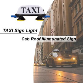 FUNGNLY Taxi Sign Light with Two Manual Vacuum Pump Suction Cups,Sealed and Waterproof TAXI Sign Lights,High Brightness White Light Illumination for TAXI Sign Lights