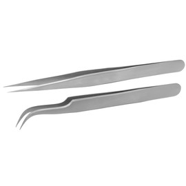 Lash Pointed Tweezers Straight & Curved Eyelash Extension Pack of 2 Stainless Steel Makeup Tweezer Tip Fals Tools