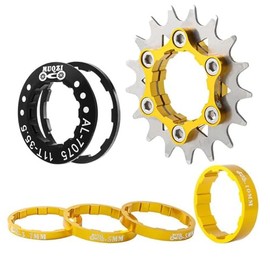 Bike Single Speed Conversion Kit 12T13T/14T/15T/16T/17T/18T/19T/20T/21T/22T Bicycle Single Speed Cassette & Spacers Accessories (Gold, 16T)