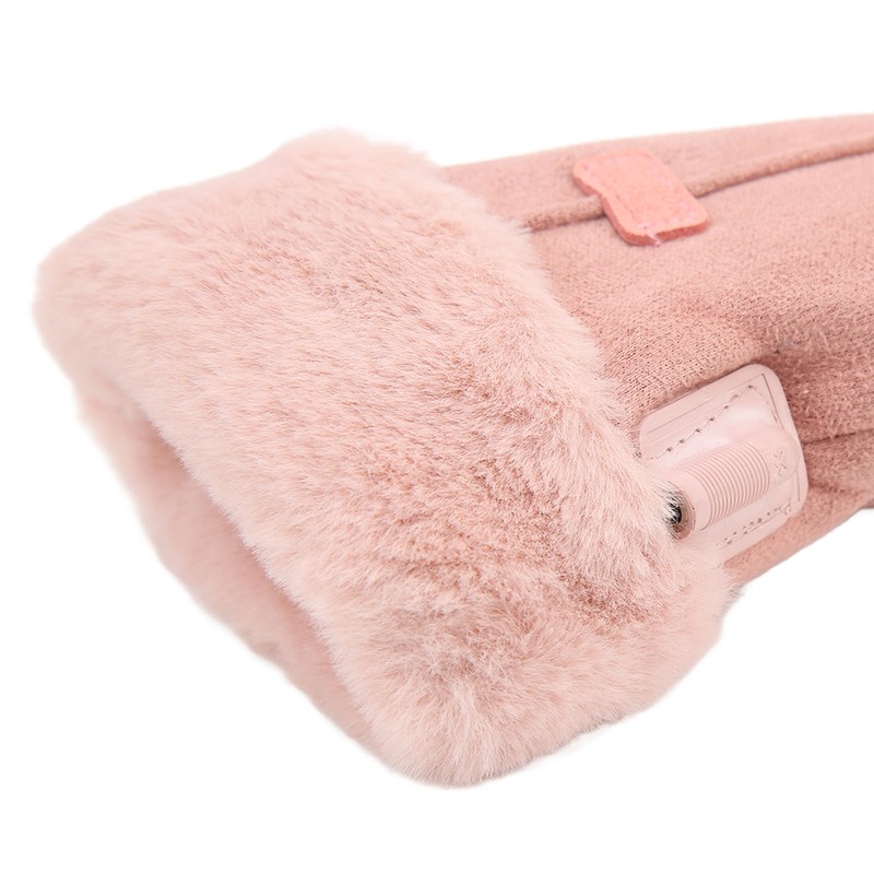 Pink USB Heating Gloves Hand Warmer Touch Screen Design Adjustable