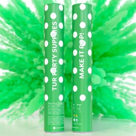 Green Powder Cannons Smoke Bombs Biodegradable Poppers | 2 Pack | Launch up to 25 ft | 12 inch | Decorations For Photoshoots, Gender Reveal, Celebrations, Festivals, and Parties | TUR Party Supplies