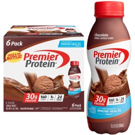 Premier Protein Shake, Chocolate, 30g Protein 1g Sugar 24 Vitamins Minerals Nutrients to Support Immune Health, 11.5 fl oz (Pack of 6)