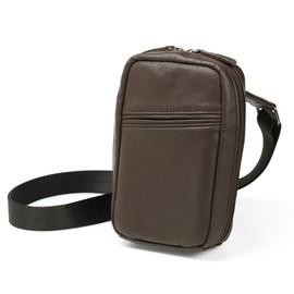 Sanwa Direct 200-BAG182 Men's Smartphone Pouch, Genuine Leather, Shoulder Bag, Small, Braun