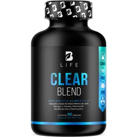 Clear Blend de 90 cápsulas. Ingredientes naturales Hongo Melena de León, Bacopa, L-Tirosina, L-Teanina, Vitamina B1, Semilla de Uva Roja y Vitamina