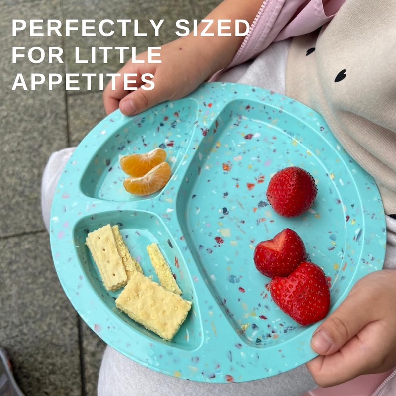 bzyoo 9-Inch Melamine Divided Plates – 3-Section Portion Control Plates,