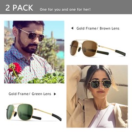 SUNGAIT Men's Military Sunglasses Polarized Pilot Style Bayonet Temples SGT285JKML-JKC UK