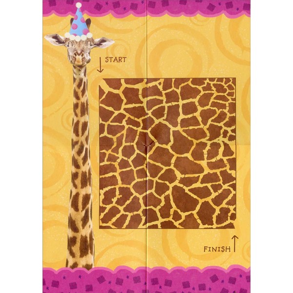 Designer Greetings Amazing Giraffe Juvenile Birthday Card with Do-It-Yourself Maze