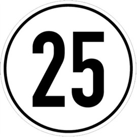 Sign Speed Sign 25 km/h Aluminium Embossed 20 cm | Top Speed 25 km/h | Weatherproof Aluminium Embossed | Tin Sign for Trailer