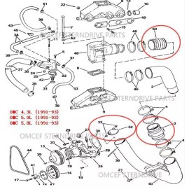 OMCEF STERNDRIVE PART OMC Sterndrive volvo penta 4.3 /5.0/5.7/5.8/7.4/7.5/8.2 Elbow exhaust hose913405