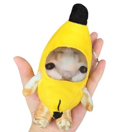 WouND - Llavero de felpa con plátano, gato, gato, llanto, gato, amargo, felpa, plátano, maullido, divertido meme con sonidos de llanto, 2 unidades