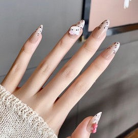 30 PCS Press on Nails Kitty Cat Fake Nails Short Fake Nails Gifts for Women and Girls (No.56)