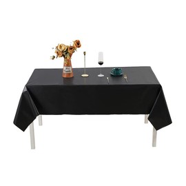 ruitao Long Tablecloth Plastic Table Cover 137 x 274cm, Wipeable Tablecloth, Dining Table Cover, Elegant & Durable Tablecloth for Parties Kitchen Outdoor Wedding Garden Christmas Hallowmas (Black)