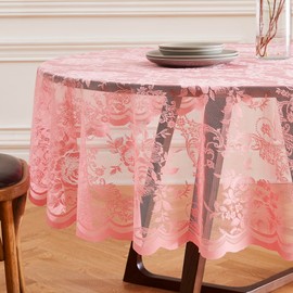 Warm Home Designs 36 Inch Round Tablecloth with English Rose Design. Use as Small Round Tablecloth, Lace Small Tablecloth or Coffee Table Cover. Small Pink Tablecloth for 2-4 Guests. LTC Rose 36"
