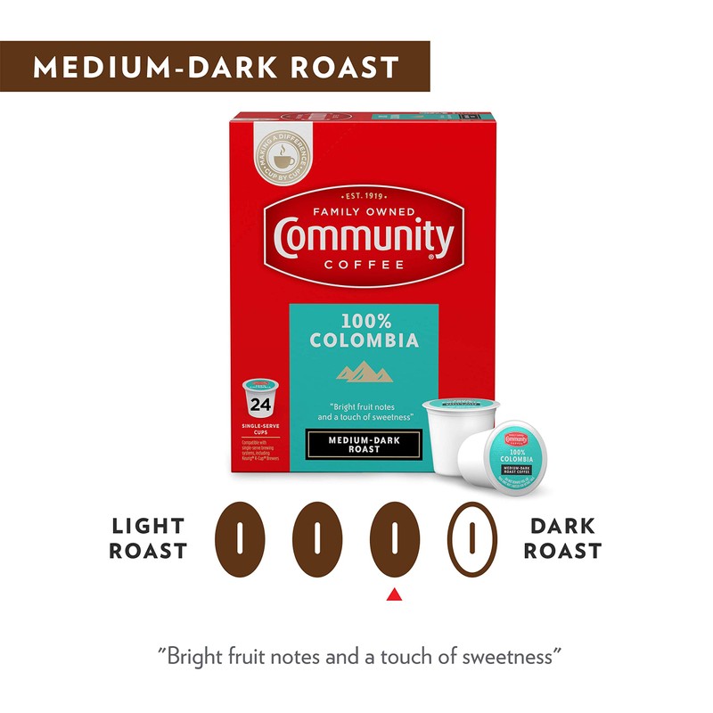 Community Coffee 100% Colombian, 18 Count, Medium-Dark Roast, Single Serve