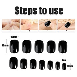 24 pcs Short Press On Nails Black False Nails Solid Glossy Full Cover Fake Nails Nail Art Decoration Nail Tips DIY for Women Girls Nail Art Decorations