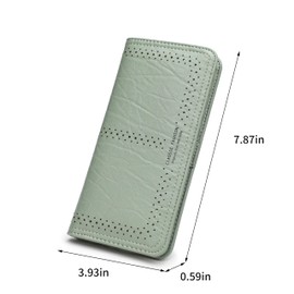 ANFUMAN Rfid Slim Wallet for Womens Thin Card Holder Travel Wallet Bifold Clutch Long Ladies Billfold, Green, Minimalist