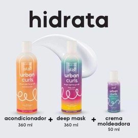 URBAN CURLS CURLS Kit Tratamiento Para Hidratacion de Cabello Rizado u Ondulado Acondicionador (360 Ml), Deep Mask (360 Ml) y Crema Moldeadora 50 (Ml)