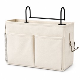 Bedside Storage Caddy for Bunk Beds & Baby Cribs – Hanging Bedside Organizer with Hooks for Books, Tablets, Phones & Dorm Essentials