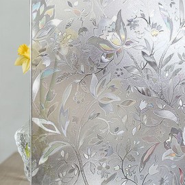 Window Privacy Film, 3D Stained Glass Film electrostatic Adhesion, Sunshade and UV Protection, Suitable for Home/Office Windows, Reusable Installation (Rainbow YXJ, 23.6 * 118inch)