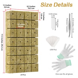 Aatacas 1.5 Inch Rockwool Cubes, Hydroponic Grow Media for Vigorous Plant Growth(4 Sheets, 112 Plugs in Total)