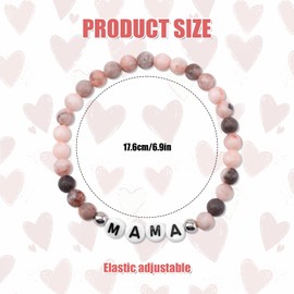 Mikovivi Armband mit Steinperlen, Besonderes Mama Armband für Mama Wunderschöner Schmuck mit Steinperlen mit Karte und Geschenkbox Karte für Weihnachten Thanksgiving Mutter Perfektes Geschenk