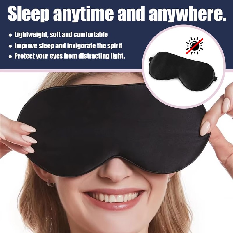2 Pieces Silk Sleep Mask with Adjustable Strap, Eye Sleep