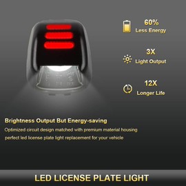 Gempro License Plate Light, 2Pcs LED License Plate Tag Lamp Assembly Replacement Compatbile for Nissan Frontier Titan Xterra Armada Suzuki Equatorx, Powered by 18SMD Xenon White LED Lights (Red)