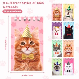 Mini Cat Notepad Cute Small Cat Notebook Animal Mini Spiral Notepads for Pet Cat Themed Party Favors Kids Birthday Party Teacher Students Reward School Classroom