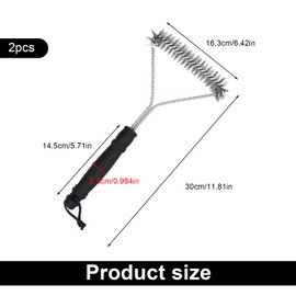 PARFCO 30 cm Grill Reinigungsbürste, 2 Stück-Set Grillreiniger Bürste, Dreieckige Form Drahtbürste Grillrost, mit Griff-Stahlbürste Grill - für Grillnetze, Grillgeräte, Herde