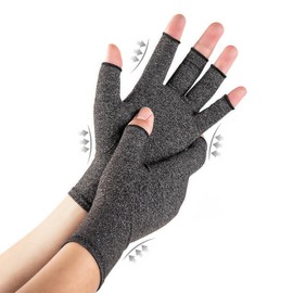 TFUSOM Arthritis Gloves for Women for Pain, Men and Women Fingerless Compression Wrap for Hand Pain and Osteoarthritis Compression Gloves,S,Grey