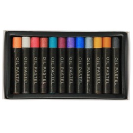 Bright Ideas Jumbo Oil Pastels - 12 Pack of Assorted Metallic Colours Oil Pastels Crayons - Intense Bright Colours - Perfect Oil Pastels for Kids, Artists and Students. BI8353.