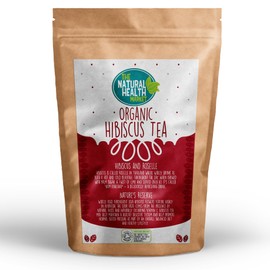 Organic Hibiscus Tea 50 bags by The Natural health Market • Roselle Tea Bags Produce a Vivid Red Tea • 100% Natural Hibiscus Flowers • Purple Hibiscus Plant
