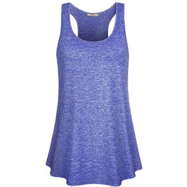 Miusey Sports Tops for Women, Cute Sleeveless Racerback Shirts Petite Yoga Gym Bike Activewear Beathable Stretch Athlete Muscle Tanks Easy Material Blue S